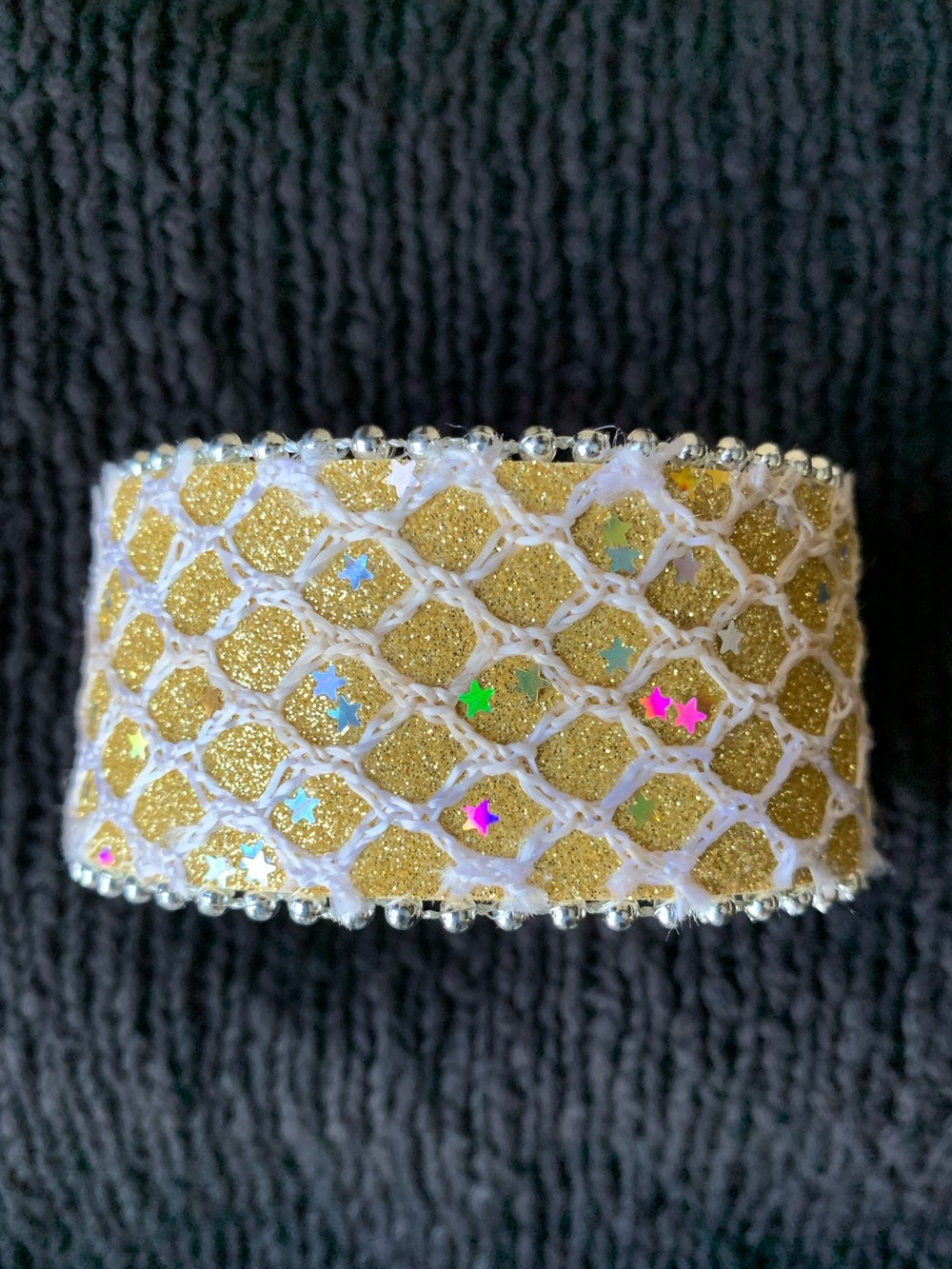 Gold glitter y2k star snap button bracelet chunky